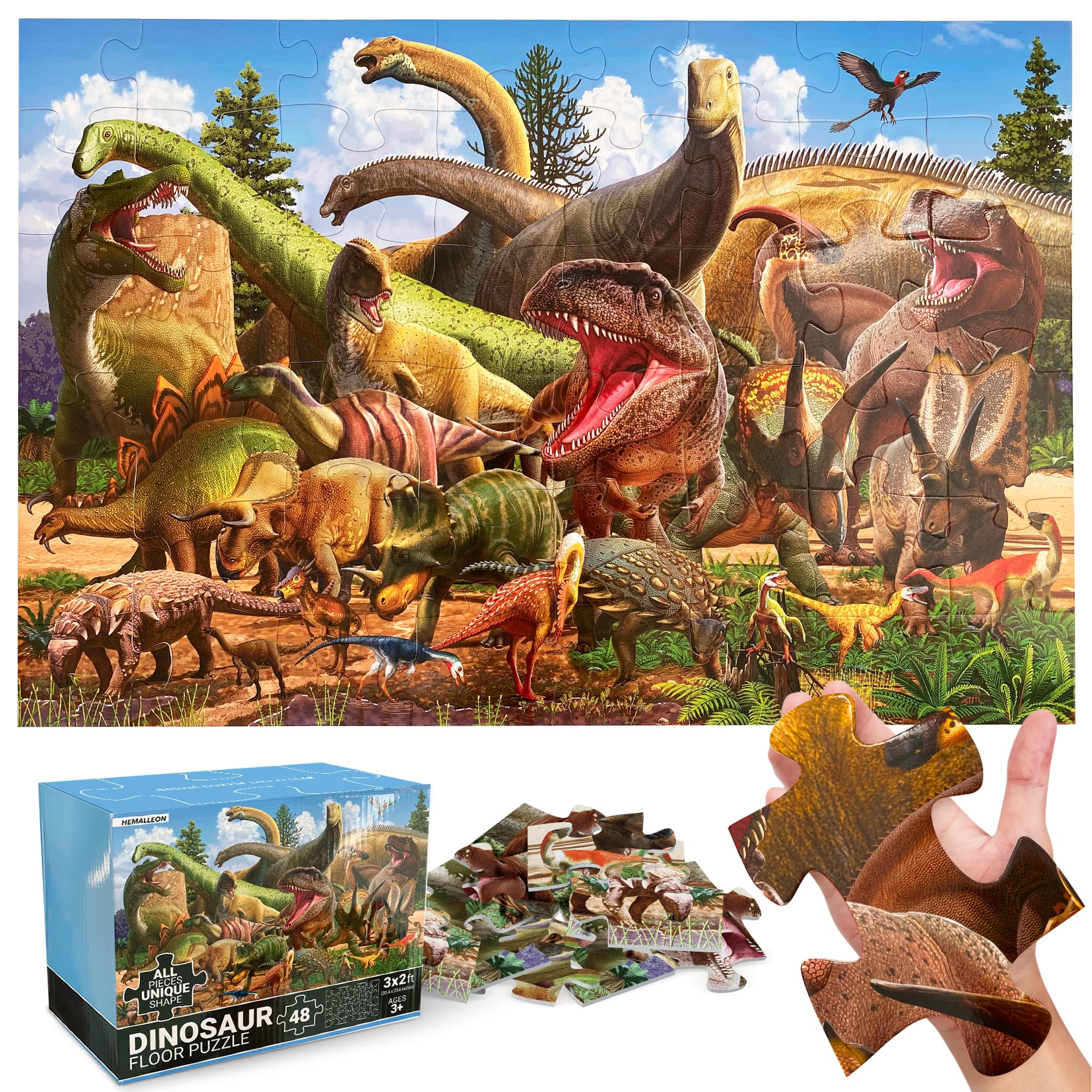 Amazon.com: 48 Piece Jumbo Dinosaur Floor Puzzle - Large Size (3 x